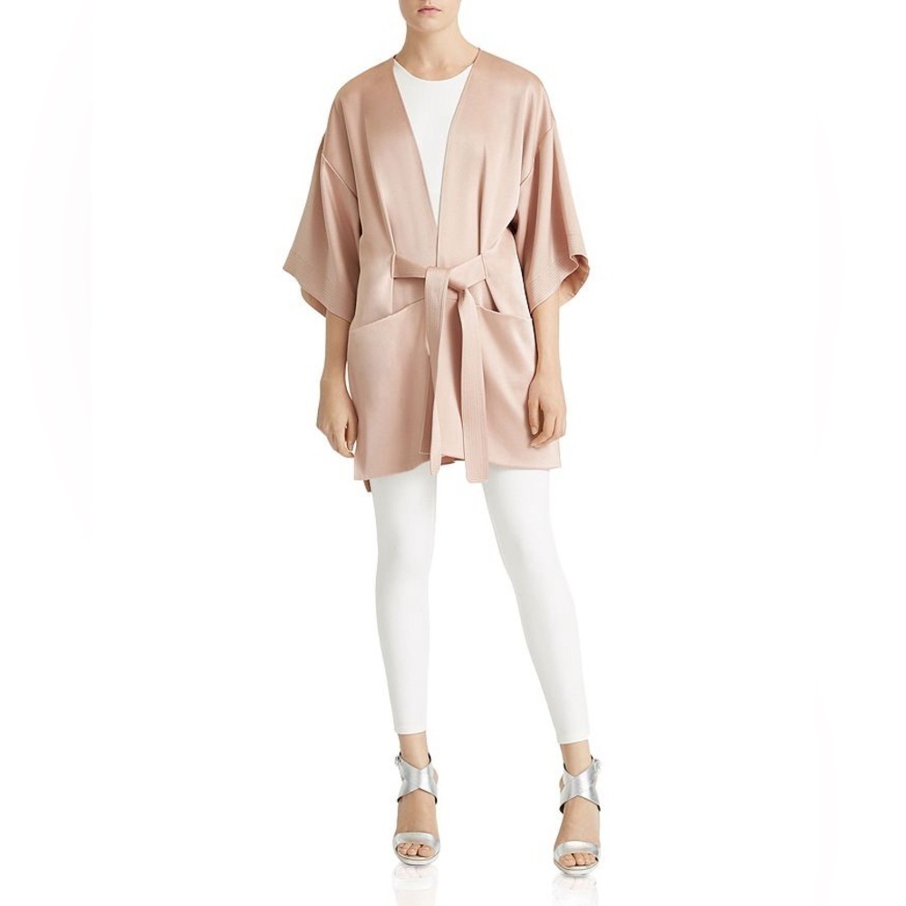 Halston heritage / pink satin Kimono Wrap S